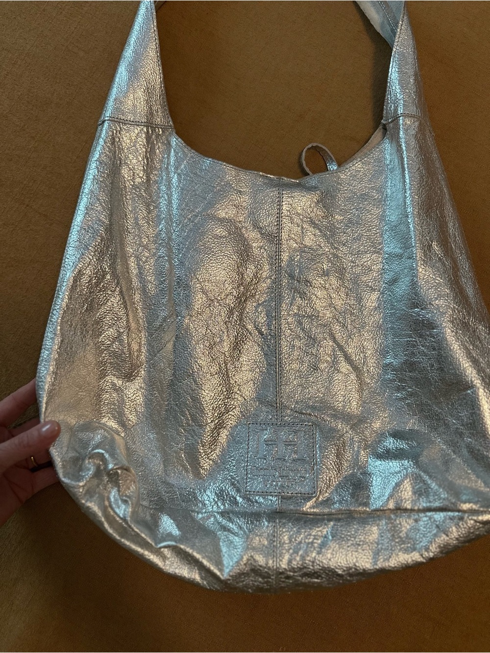 Haute Hippie Metallic Silver 100% Leather Shoulder Hobo Bag - Picture 6 of 7